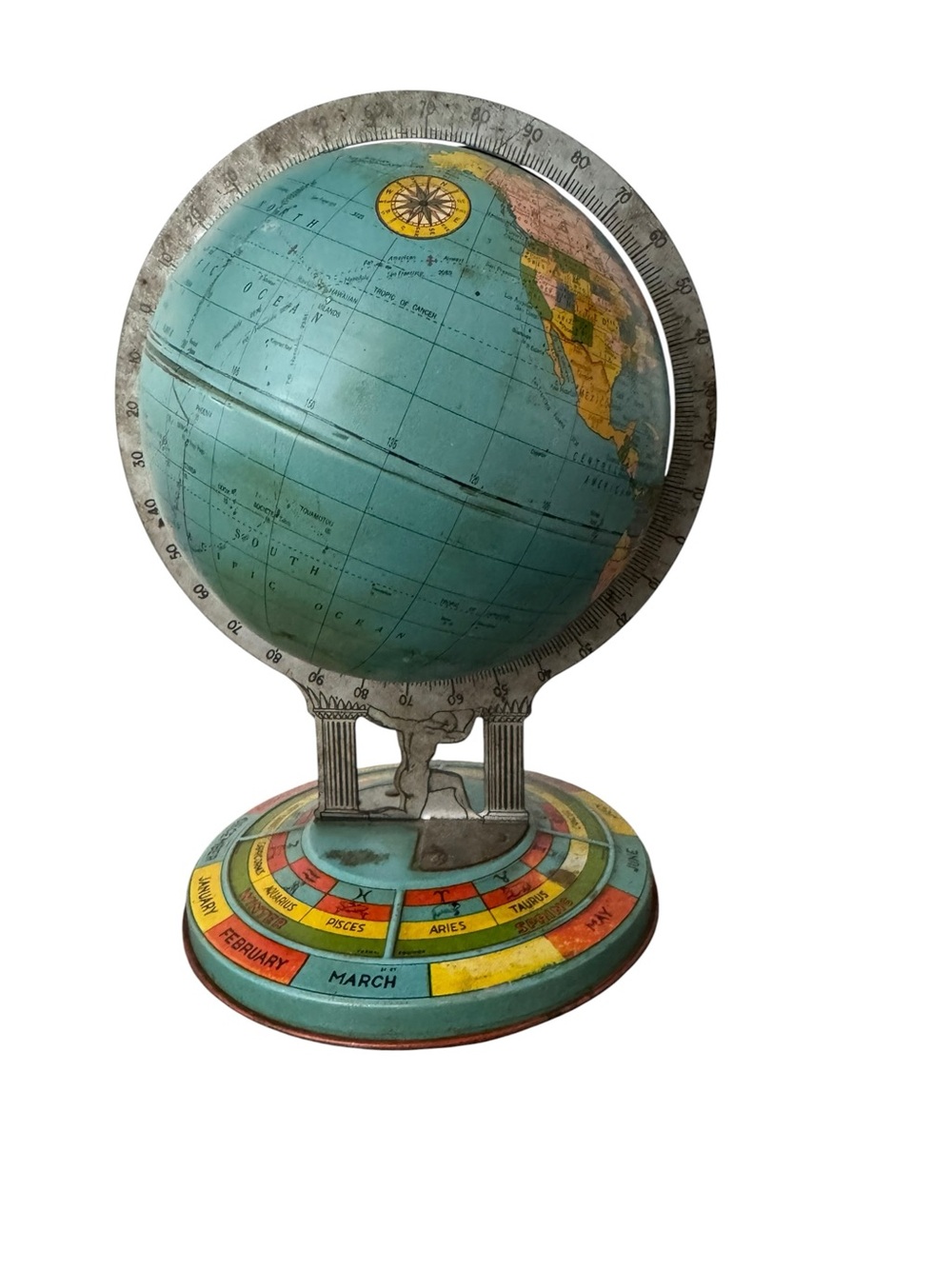 1930s Ohio Art Company Tin Litho‎ Zodiac Atlas Educational Globe